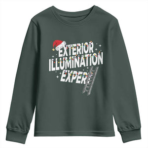 Funny Christmas Exterior Illumination Expert Youth Sweatshirt Xmas Lights Decorator TS11 Dark Forest Green Print Your Wear