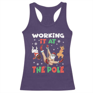 Funny Christmas Naughty Santa Racerback Tank Top Working It At The Pole TS11 Purple Print Your Wear