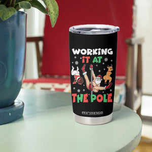 Funny Christmas Naughty Santa Tumbler Cup Working It At The Pole TS11 Print Your Wear