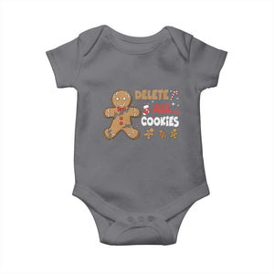 Funny Christmas Delete All Cookies Baby Onesie Xmas Gingerbread TS11 Charcoal Print Your Wear