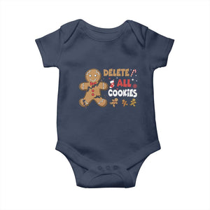 Funny Christmas Delete All Cookies Baby Onesie Xmas Gingerbread TS11 Navy Print Your Wear