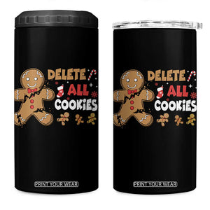 Funny Christmas Delete All Cookies 4 in 1 Can Cooler Tumbler Xmas Gingerbread TS11 One Size: 16 oz Black Print Your Wear