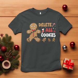 Funny Christmas Delete All Cookies T Shirt Xmas Gingerbread TS11 Dark Heather Print Your Wear