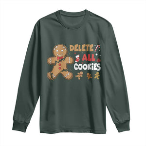 Funny Christmas Delete All Cookies Long Sleeve Shirt Xmas Gingerbread TS11 Dark Forest Green Print Your Wear