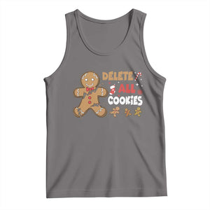 Funny Christmas Delete All Cookies Tank Top Xmas Gingerbread TS11 Deep Heather Print Your Wear