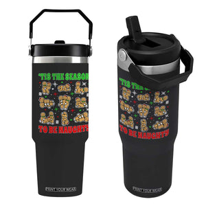 Funny Xmas Tis The Season To Be Naughty Flip Straw Tumbler Xmas Adult Humor Gingerbread TS11 One Size: 30 oz Black Print Your Wear