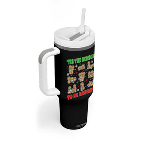 Funny Xmas Tis The Season To Be Naughty Tumbler With Handle Xmas Adult Humor Gingerbread TS11 Print Your Wear