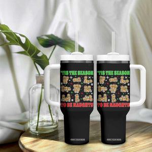 Funny Xmas Tis The Season To Be Naughty Tumbler With Handle Xmas Adult Humor Gingerbread TS11 Print Your Wear