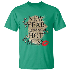 Funny New Year Same Hot Mess T Shirt New Year's Eve Resolutions Red Lips TS11 Irish Green Print Your Wear