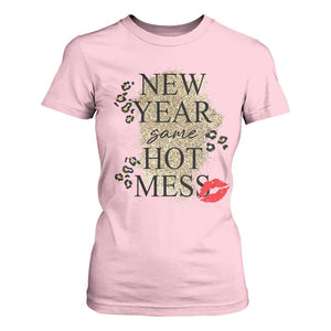 Funny New Year Same Hot Mess T Shirt For Women New Year's Eve Resolutions Red Lips TS11 Light Pink Print Your Wear