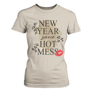 Funny New Year Same Hot Mess T Shirt For Women New Year's Eve Resolutions Red Lips TS11 Sand Print Your Wear