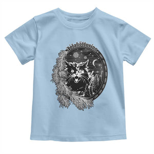 Funny Yule Black Cat Mistletoe Jolakotturinn Toddler T Shirt TS11 Light Blue Print Your Wear