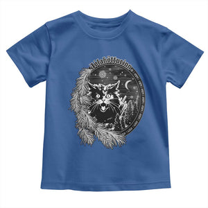Funny Yule Black Cat Mistletoe Jolakotturinn Toddler T Shirt TS11 Royal Blue Print Your Wear