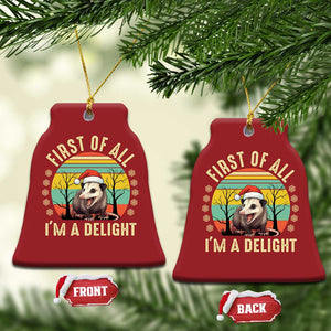 Funny First Of All I'm A Delight Christmas Ornament Angry Opossum Possum Xmas TS11 Bell Flake Red Print Your Wear