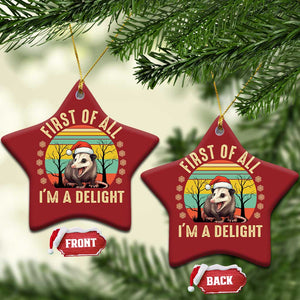 Funny First Of All I'm A Delight Christmas Ornament Angry Opossum Possum Xmas TS11 Star Red Print Your Wear