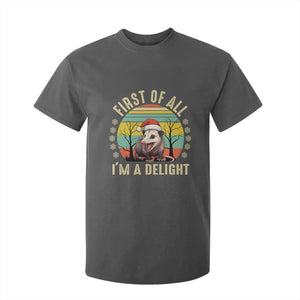 Funny First Of All I'm A Delight T Shirt For Kid Angry Opossum Possum Christmas TS11 Dark Heather Print Your Wear