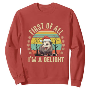 Funny First Of All I'm A Delight Sweatshirt Angry Opossum Possum Christmas TS11 Red Print Your Wear