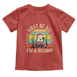 Funny First Of All I'm A Delight Toddler T Shirt Angry Opossum Possum Christmas TS11 Red Print Your Wear