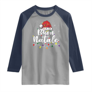 Funny Buon Natale Raglan Shirt Italian Christmas Italy Pride Santa Hat TS11 Sport Gray Navy Print Your Wear