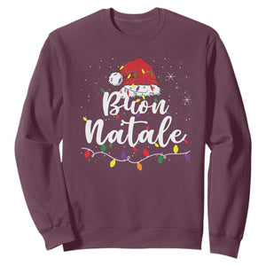 Funny Buon Natale Sweatshirt Italian Christmas Italy Pride Santa Hat TS11 Maroon Print Your Wear