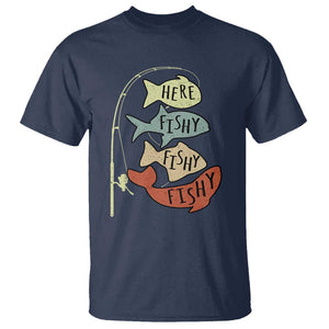 Funny Here Fishy Fishy Retro Fisherman T Shirt TS11 Navy Print Your Wear