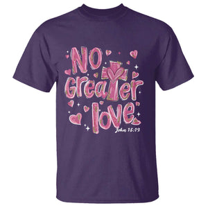 Christian Religious God Valentine's Day T Shirt No Greater Love Bible Verse TS11 Purple Print Your Wear