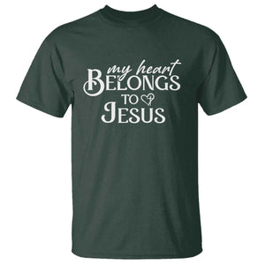 My Heart Belongs To Jesus T Shirt Christian Religious God Valentine's Day TS11 Dark Forest Green Print Your Wear