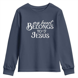 My Heart Belongs To Jesus Youth Sweatshirt Christian Religious God Valentine's Day TS11 Navy Print Your Wear