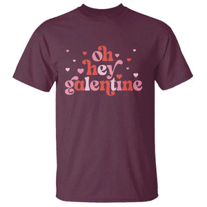 Funny Galentine's Day T Shirt Oh Hey Galentine Retro Heart TS11 Maroon Print Your Wear