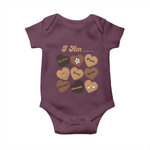 African American Proud Black History Month Baby Onesie Melanin Hearts TS11 Maroon Print Your Wear