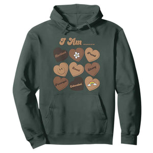 African American Proud Black History Month Hoodie Melanin Hearts TS11 Dark Forest Green Print Your Wear