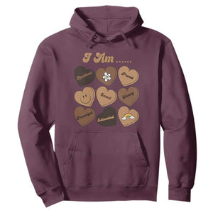 African American Proud Black History Month Hoodie Melanin Hearts TS11 Maroon Print Your Wear