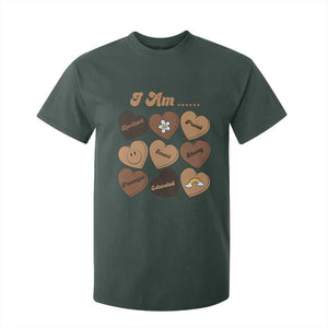 African American Proud Black History Month T Shirt For Kid Melanin Hearts TS11 Dark Forest Green Print Your Wear