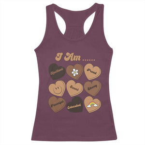 African American Proud Black History Month Racerback Tank Top Melanin Hearts TS11 Maroon Print Your Wear