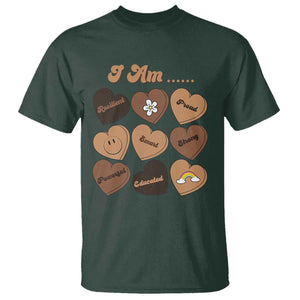 African American Proud Black History Month T Shirt Melanin Hearts TS11 Dark Forest Green Print Your Wear