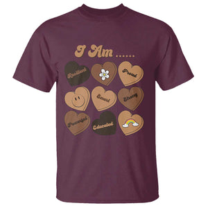 African American Proud Black History Month T Shirt Melanin Hearts TS11 Maroon Print Your Wear