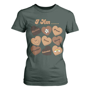 African American Proud Black History Month T Shirt For Women Melanin Hearts TS11 Dark Forest Green Print Your Wear