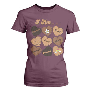 African American Proud Black History Month T Shirt For Women Melanin Hearts TS11 Maroon Print Your Wear