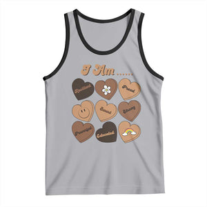 African American Proud Black History Month Tank Top Melanin Hearts TS11 Athletic Heather Black Print Your Wear