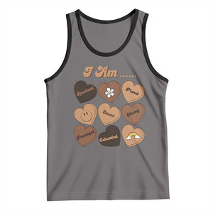 African American Proud Black History Month Tank Top Melanin Hearts TS11 Deep Heather Black Print Your Wear