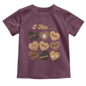 African American Proud Black History Month Toddler T Shirt Melanin Hearts TS11 Maroon Print Your Wear