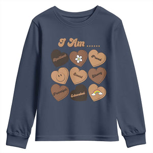 African American Proud Black History Month Youth Sweatshirt Melanin Hearts TS11 Navy Print Your Wear