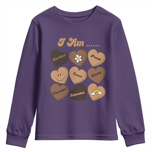African American Proud Black History Month Youth Sweatshirt Melanin Hearts TS11 Purple Print Your Wear