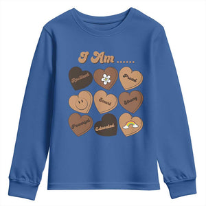 African American Proud Black History Month Youth Sweatshirt Melanin Hearts TS11 Royal Blue Print Your Wear