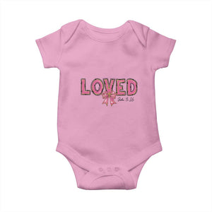 Loved John 3:16 Baby Onesie Christian Religious God Bible Verses Valentine's Day Pink Bow TS11 Light Pink Print Your Wear
