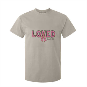 Loved John 3:16 T Shirt For Kid Christian Religious God Bible Verses Valentine's Day Pink Bow TS11 Sand Print Your Wear