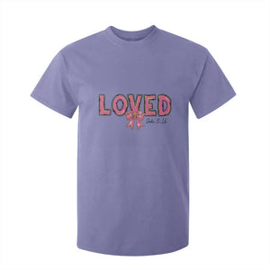 Loved John 3:16 T Shirt For Kid Christian Religious God Bible Verses Valentine's Day Pink Bow TS11 Violet Print Your Wear