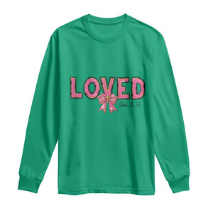 Loved John 3:16 Long Sleeve Shirt Christian Religious God Bible Verses Valentine's Day Pink Bow TS11 Irish Green Print Your Wear