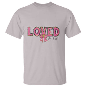 Loved John 3:16 T Shirt Christian Religious God Bible Verses Valentine's Day Pink Bow TS11 Ice Gray Print Your Wear