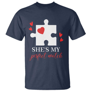 Funny She's My Perfect Match Valentine's Day Couple Matching T Shirt TS11 Navy Print Your Wear